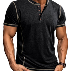 Men's T Shirt | Henley Neckline Button Closure Short Sleeve