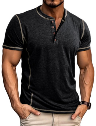 Men's T Shirt | Henley Neckline Button Closure Short Sleeve