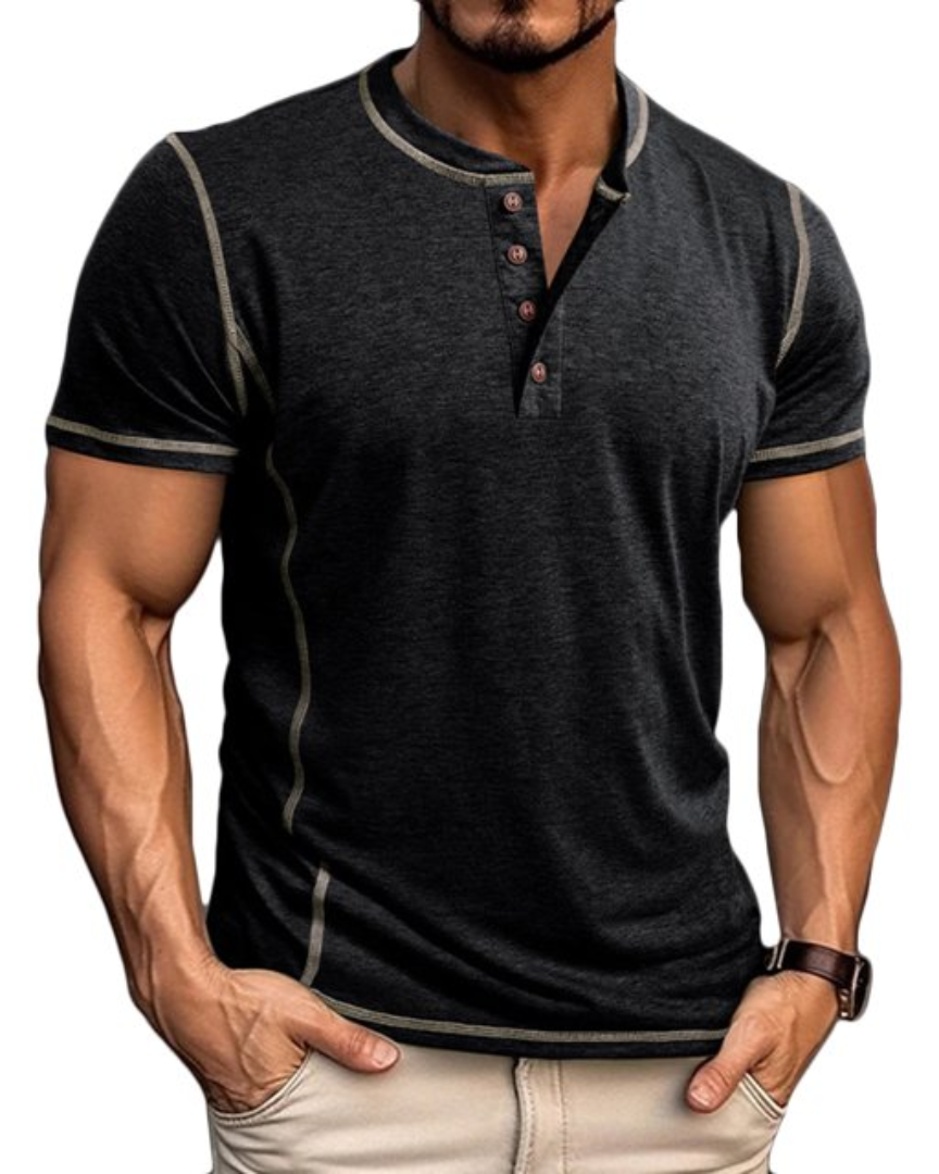Men's T Shirt | Henley Neckline Button Closure Short Sleeve