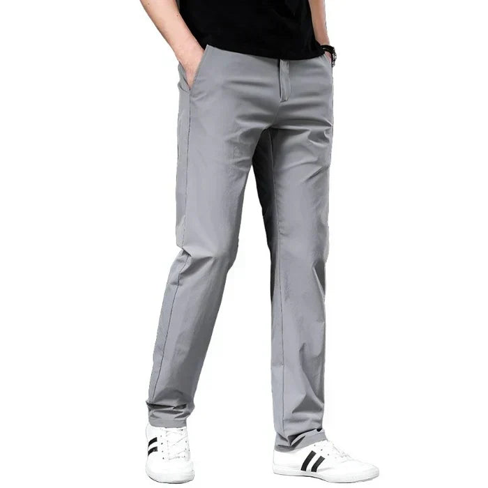 Men's Chino Pants | Straight Leg Loose Fit Zip Closure