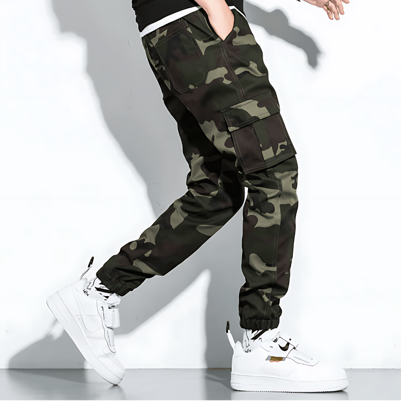 Men's Camo Pants | Tapered Leg Cargo Pockets Stretch