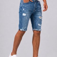 Men's Denim Shorts | Slim Fit Ripped Above Knee