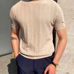 Men's Shirt | Ribbed Knit Short Sleeve Crew Neck