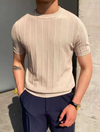 Men's Shirt | Ribbed Knit Short Sleeve Crew Neck
