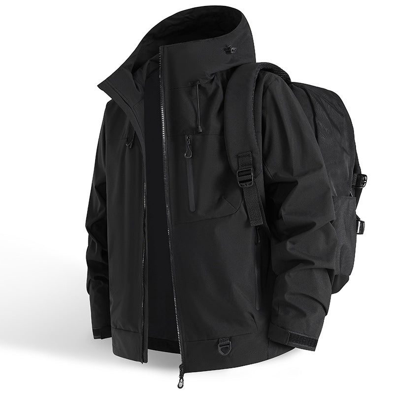 Men's Waterproof Jacket | Hooded Windbreaker Nylon Zip Pockets