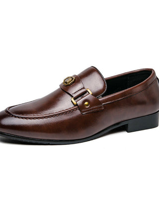 European And American Men's Metal-buckle Slip-on Shoes