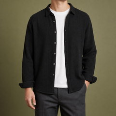Bonifacio Cotton Gauze Casual Shirt in Black