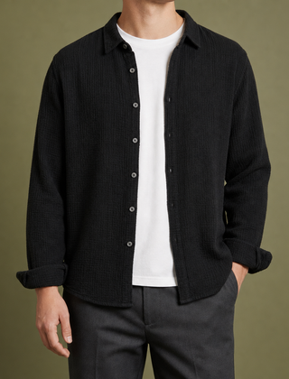 Bonifacio Cotton Gauze Casual Shirt in Black