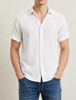 Bilbao Linen Short Sleeve Shirt in White