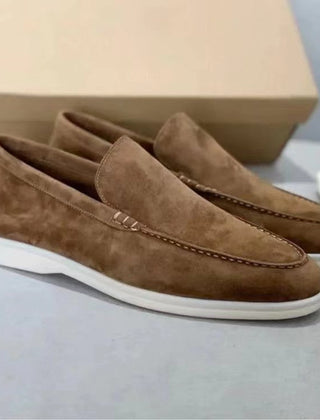 Men's Shoes Loafer | Suede Round Toe Slip-On Rubber Sole