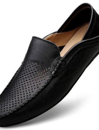 Men's Casual Penny Loafers | Perforated Leather Slip-On Moccasin