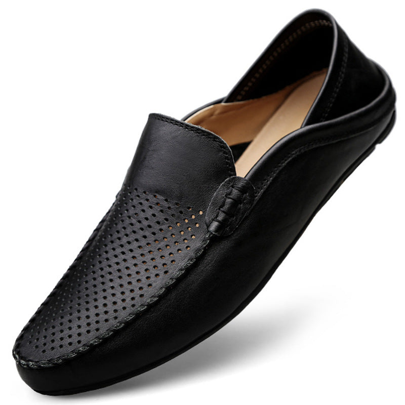 Men's Casual Penny Loafers | Perforated Leather Slip-On Moccasin