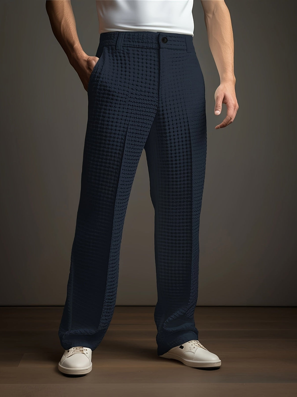 Men's Dress Pants | Waffle Knit Pleated Tapered