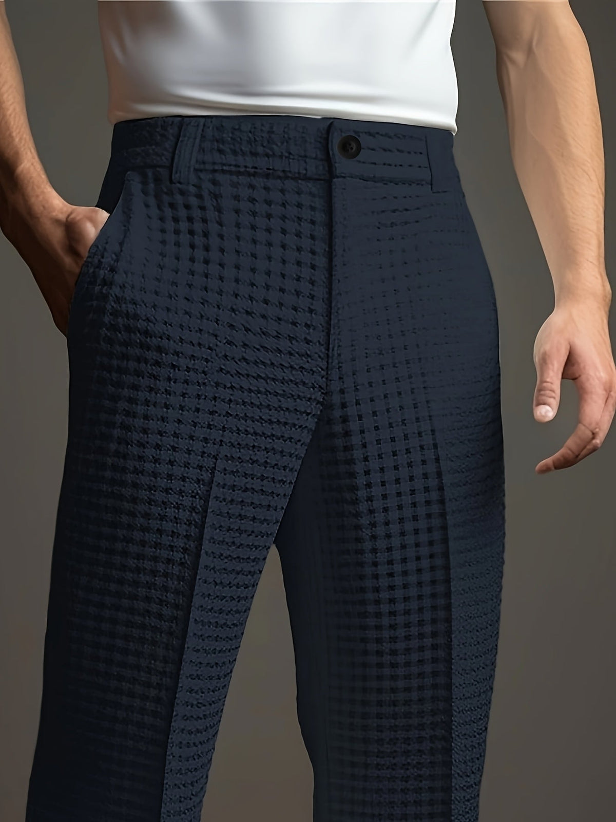Men's Dress Pants | Waffle Knit Pleated Tapered