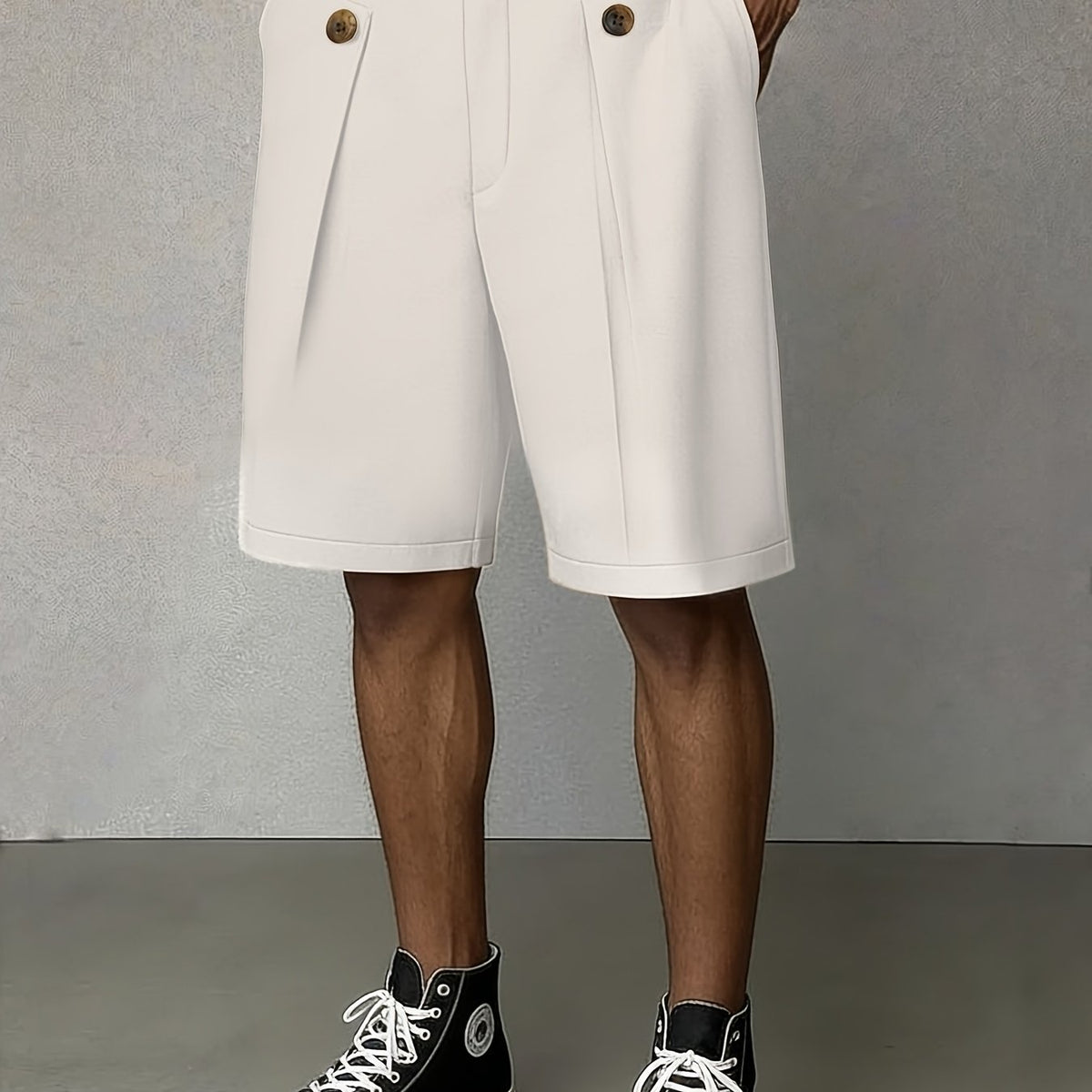 Men's Tailored Shorts | Pleated Front Relaxed Fit Button Closure