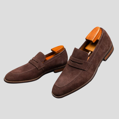 Men's Penny Loafers With Penny | Suede Slip-On Low Profile Moc Toe