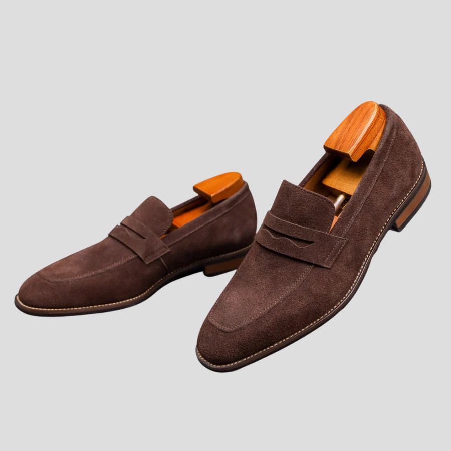 Men's Penny Loafers With Penny | Suede Slip-On Low Profile Moc Toe