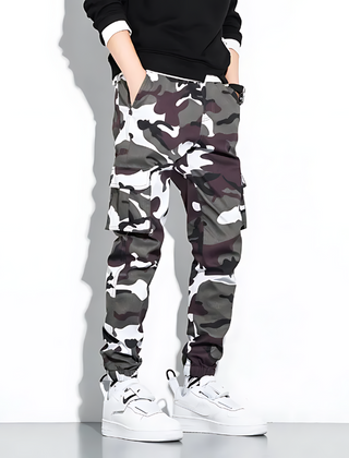 Men's Camo Pants | Tapered Leg Cargo Pockets Stretch