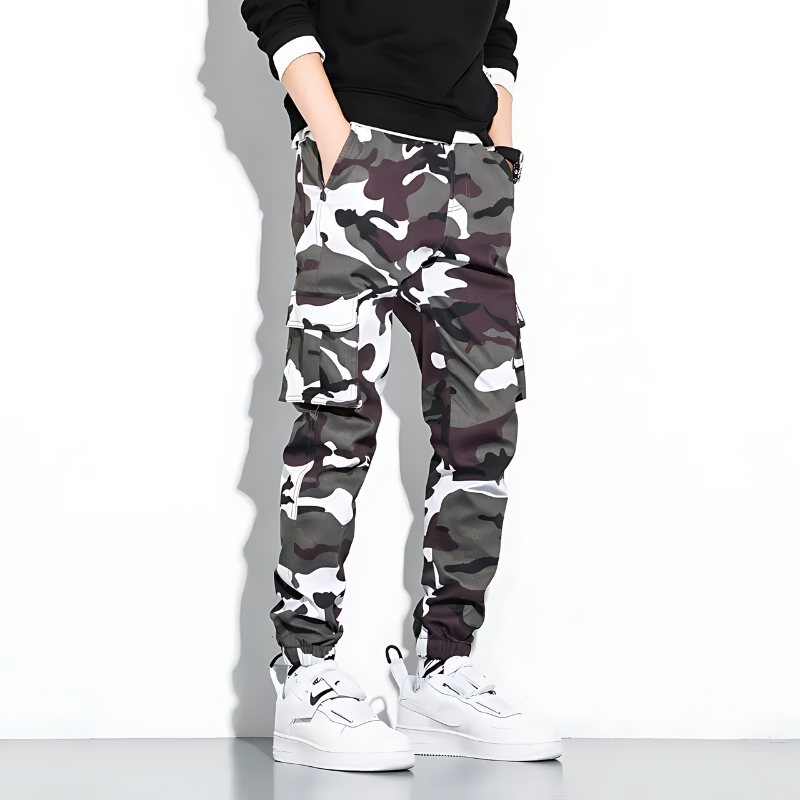 Men's Camo Pants | Tapered Leg Cargo Pockets Stretch