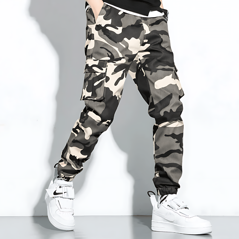 Men's Camo Pants | Tapered Leg Cargo Pockets Stretch