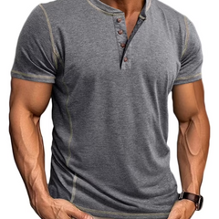 Men's T Shirt | Henley Neckline Button Closure Short Sleeve