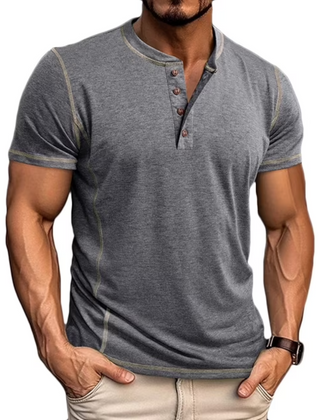 Men's T Shirt | Henley Neckline Button Closure Short Sleeve