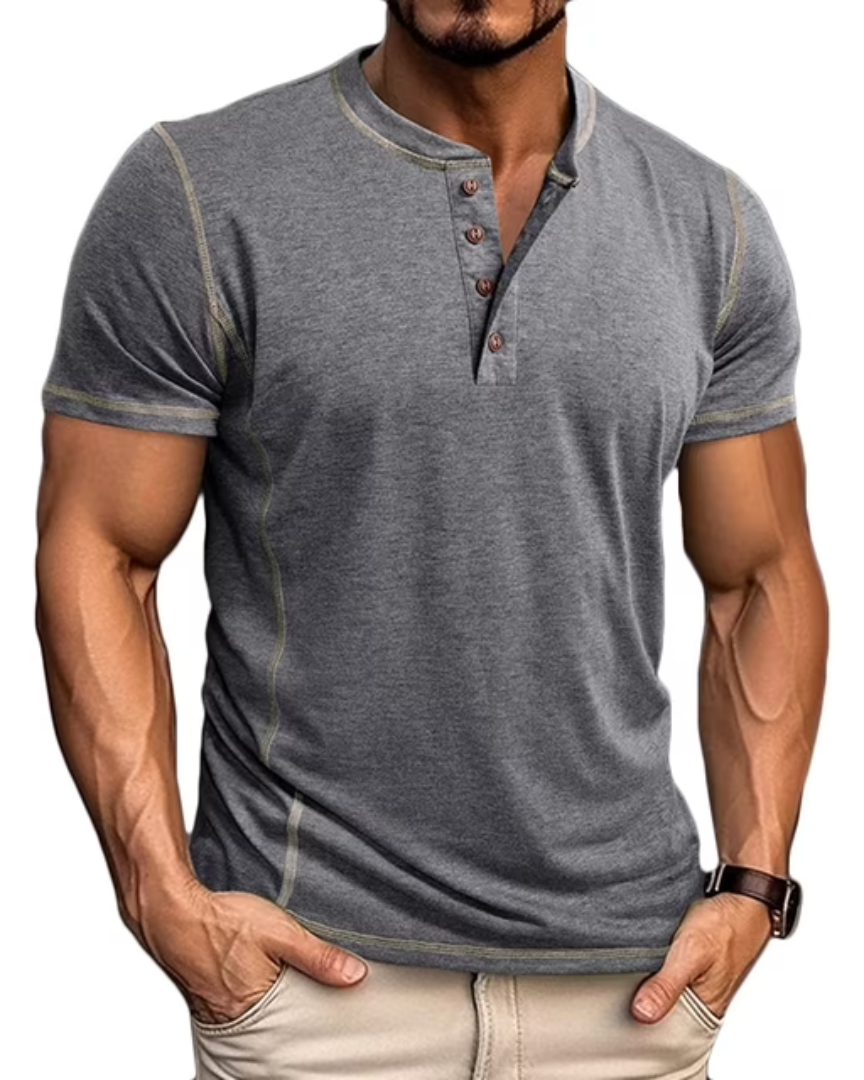 Men's T Shirt | Henley Neckline Button Closure Short Sleeve