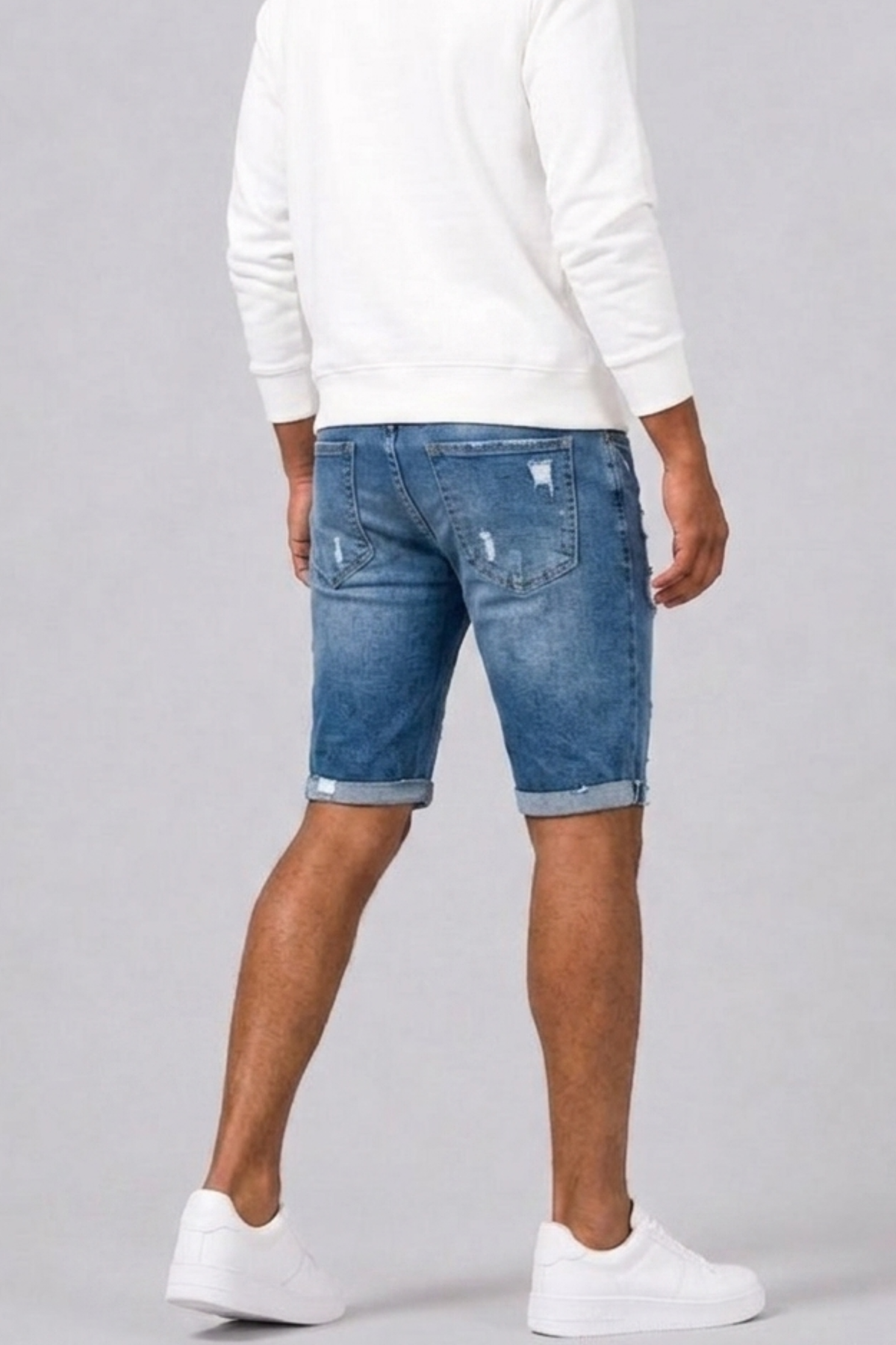 Men's Denim Shorts | Slim Fit Ripped Above Knee