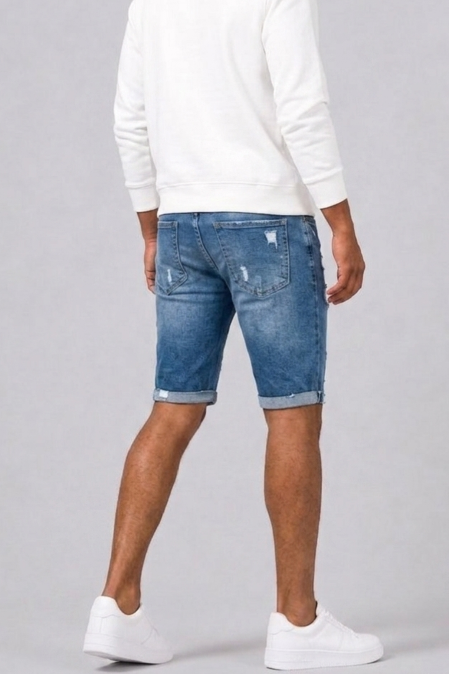 Men's Denim Shorts | Slim Fit Ripped Above Knee