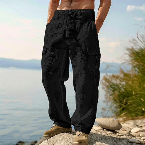 Men's Cargo Pants | Relaxed Fit Drawstring Waist Multiple Pockets