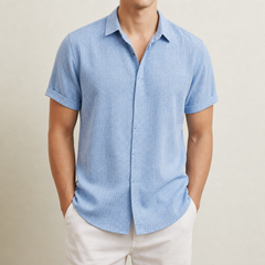 Bilbao Linen Short Sleeve Shirt in Light Blue