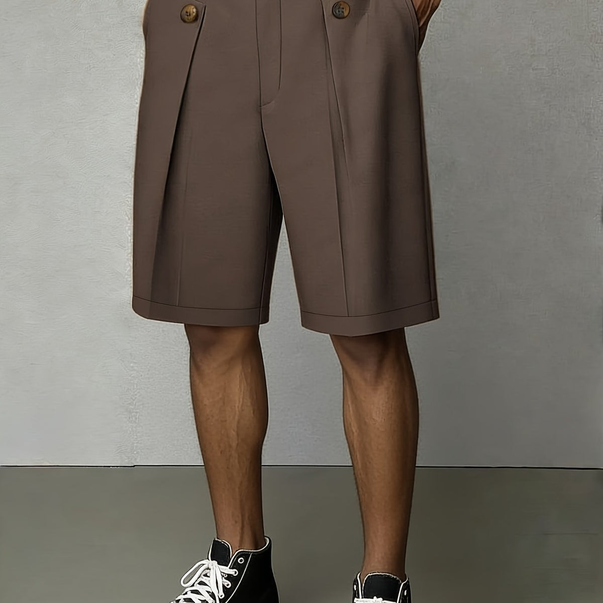 Men's Tailored Shorts | Pleated Front Relaxed Fit Button Closure