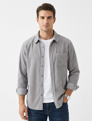 Men's Corduroy Shirt | Relaxed Fit Button Front Chest Pocket