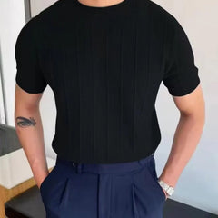 Men's Shirt | Ribbed Knit Short Sleeve Crew Neck