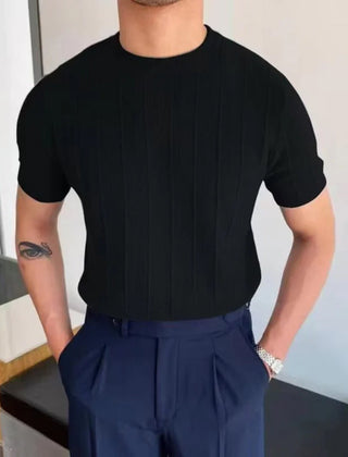 Men's Shirt | Ribbed Knit Short Sleeve Crew Neck