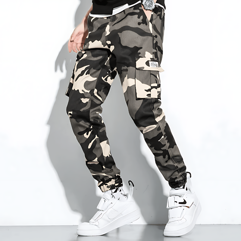 Men's Camo Pants | Tapered Leg Cargo Pockets Stretch