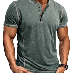 Men's T Shirt | Henley Neckline Button Closure Short Sleeve