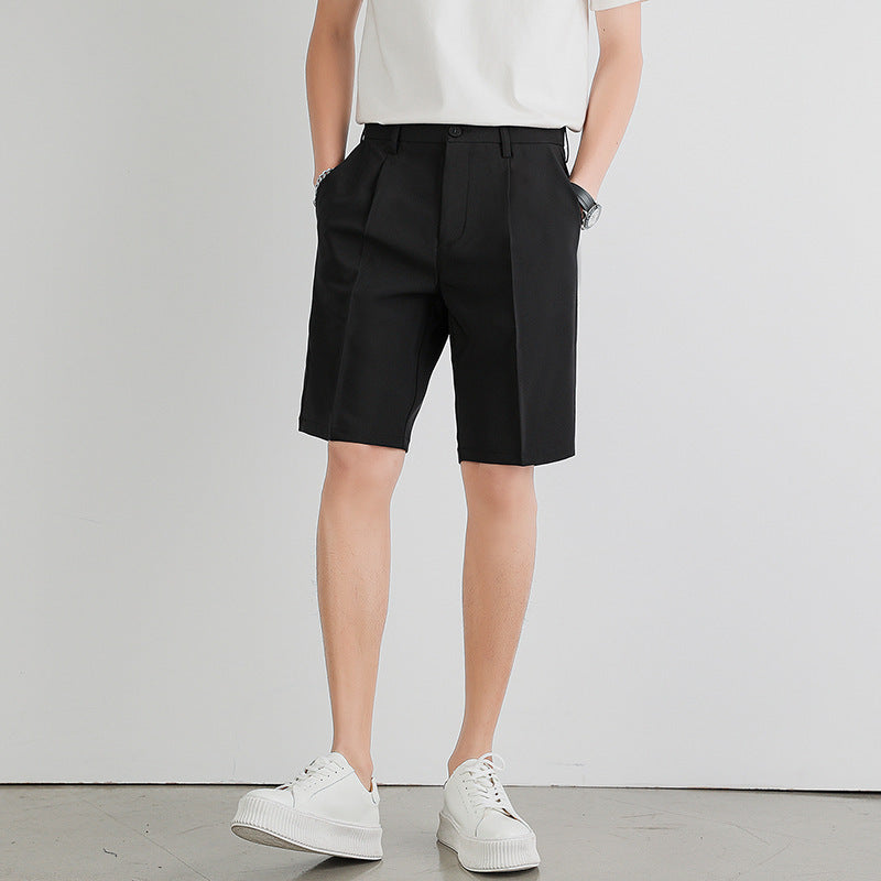 Men's Work Shorts | Pleated Straight-Leg Tailored Closure