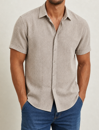 Bilbao Linen Short Sleeve Shirt in Khaki