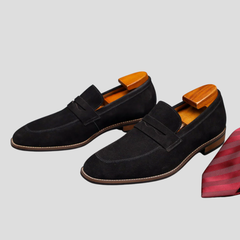 Men's Penny Loafers With Penny | Suede Slip-On Low Profile Moc Toe