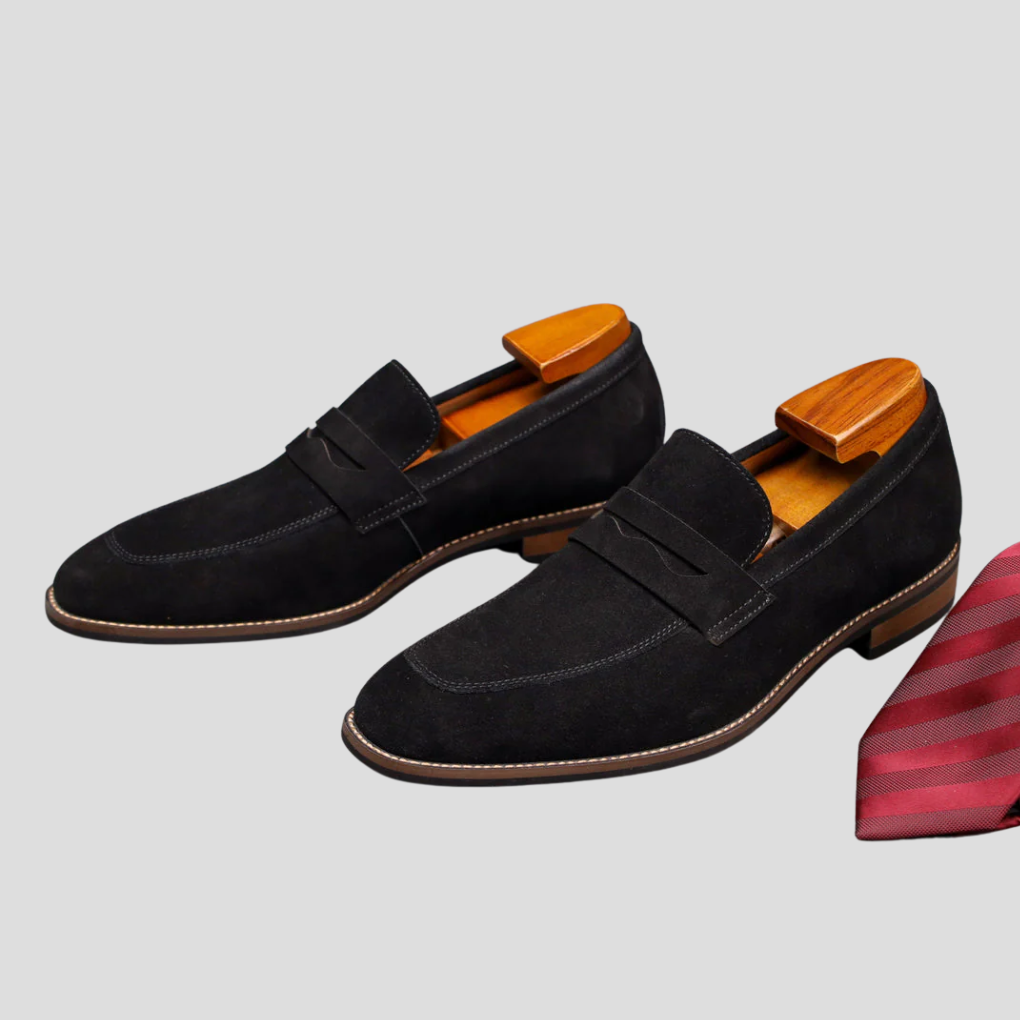 Men's Penny Loafers With Penny | Suede Slip-On Low Profile Moc Toe