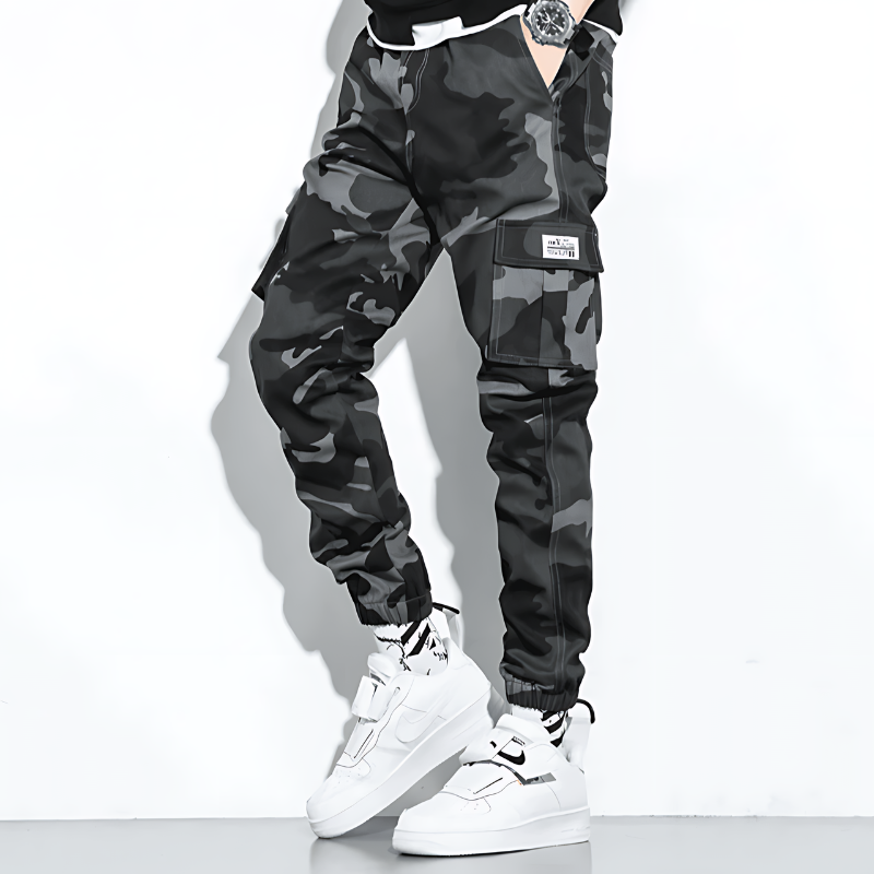 Men's Camo Pants | Tapered Leg Cargo Pockets Stretch