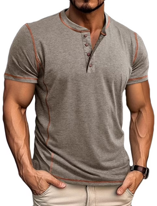 Men's T Shirt | Henley Neckline Button Closure Short Sleeve