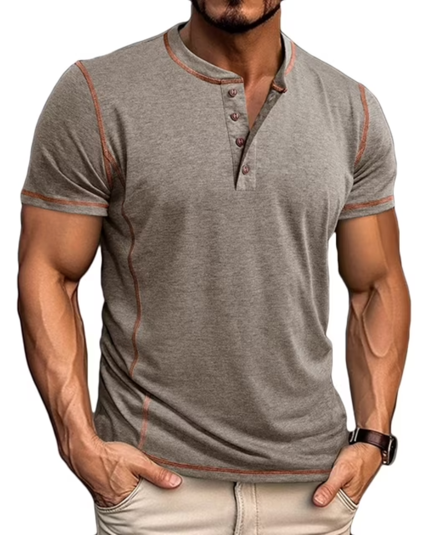 Men's T Shirt | Henley Neckline Button Closure Short Sleeve