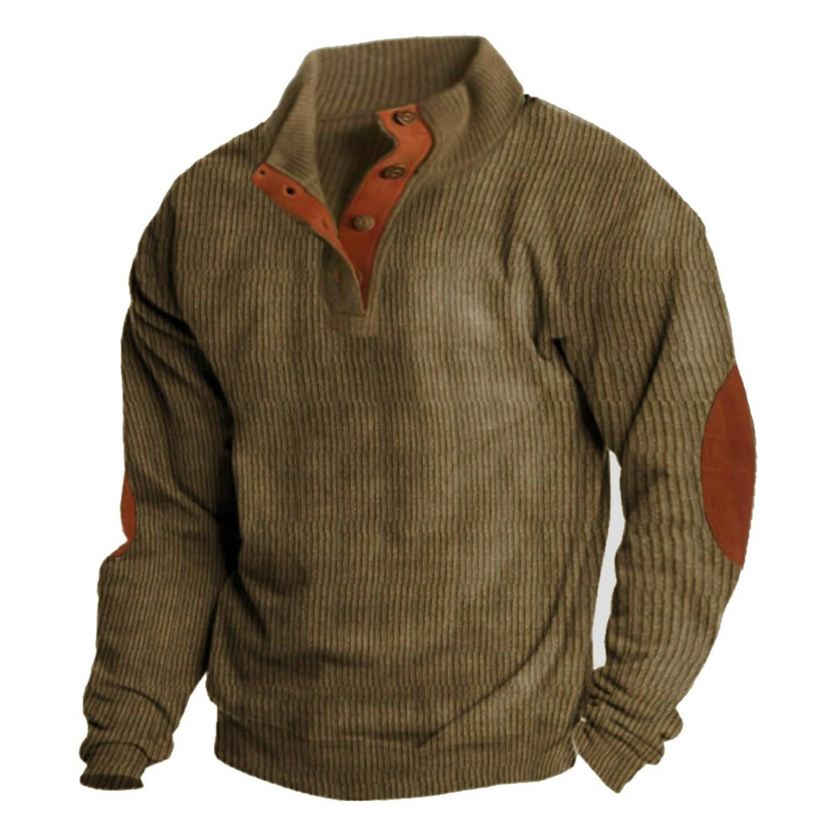 Men's Hoodie | Quarter-Button Ribbed Knit Elbow Patch
