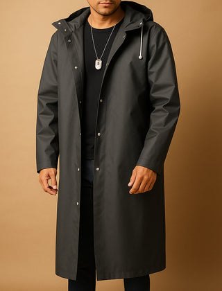 Men's Rain Jacket | Hooded Waterproof Knee Length Relaxed Fit