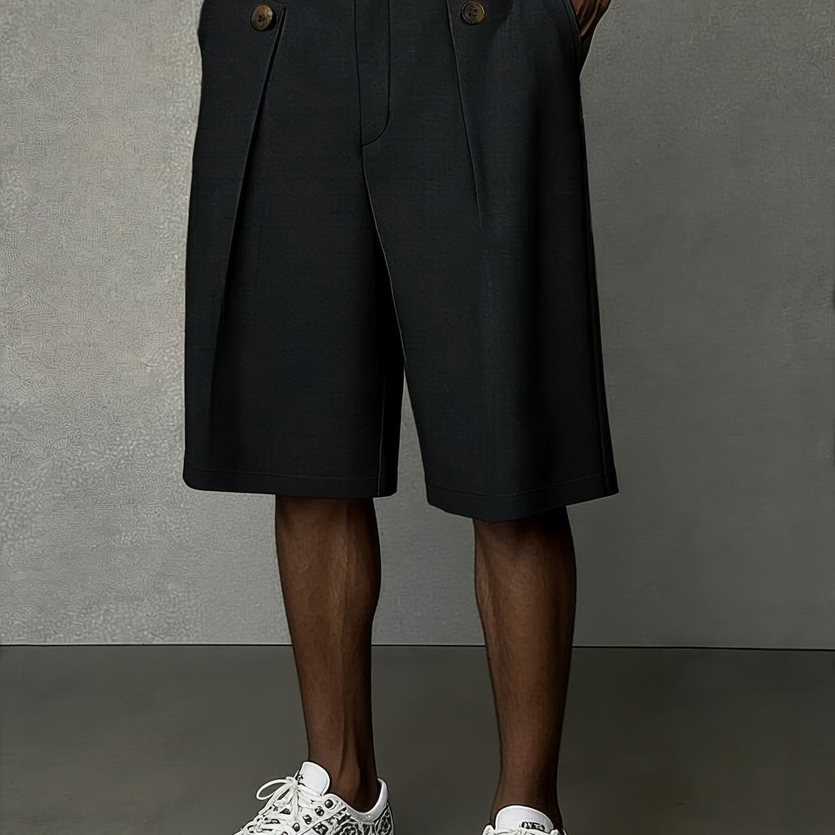 Men's Tailored Shorts | Pleated Front Relaxed Fit Button Closure