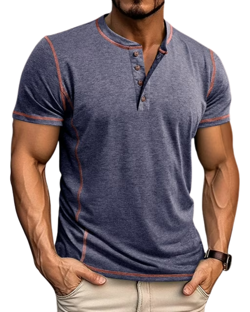 Men's T Shirt | Henley Neckline Button Closure Short Sleeve