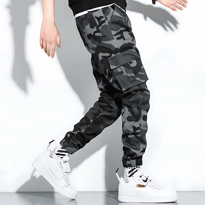 Men's Camo Pants | Tapered Leg Cargo Pockets Stretch