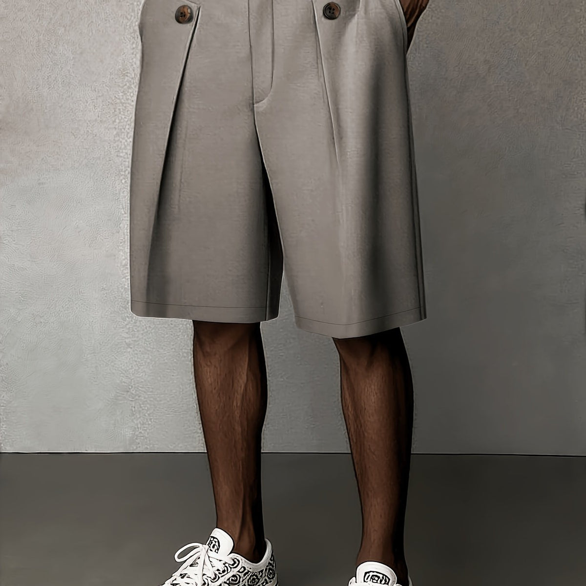 Men's Tailored Shorts | Pleated Front Relaxed Fit Button Closure